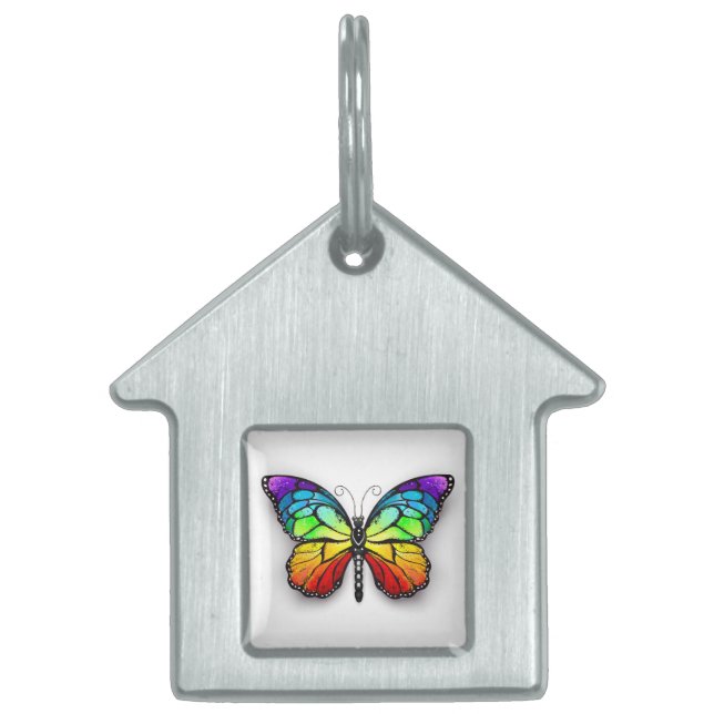 Monarch van regenboogvlinders huisdieren naamplaatje (Voorkant)