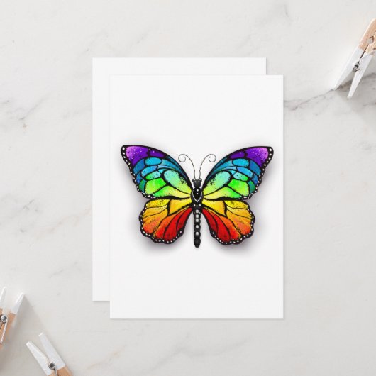 Monarch van regenboogvlinders kaart (Voorkant / Achterkant in situ)