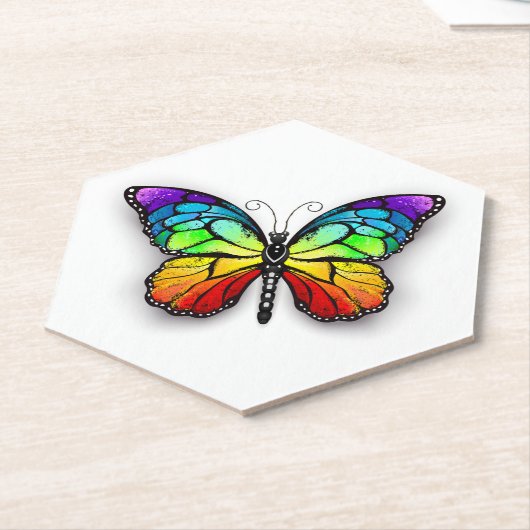 Monarch van regenboogvlinders kartonnen onderzetters (Schuin)