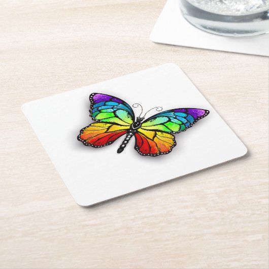 Monarch van regenboogvlinders kartonnen onderzetters (Schuin)