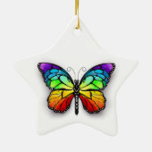 Monarch van regenboogvlinders keramisch ornament (Achterkant)