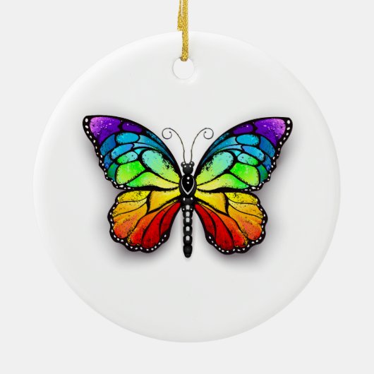 Monarch van regenboogvlinders keramisch ornament (Achterkant)