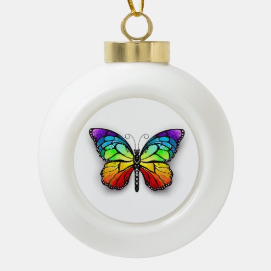 Monarch van regenboogvlinders keramische bal ornament (Voorkant)