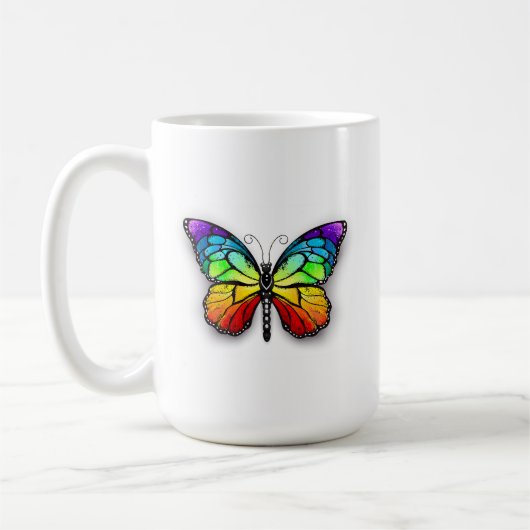 Monarch van regenboogvlinders koffiemok (Links)