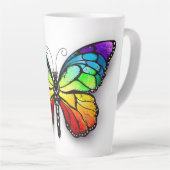 Monarch van regenboogvlinders latte mok (Rechterhoek)