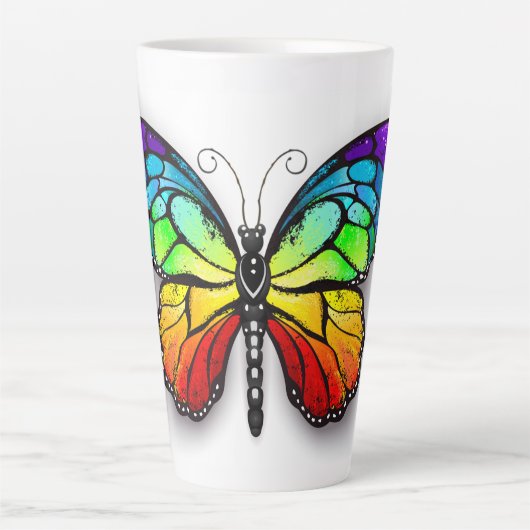 Monarch van regenboogvlinders latte mok (Voorkant)
