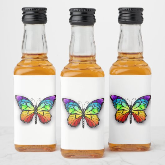 Monarch van regenboogvlinders likeurfles etiket (Flessen)