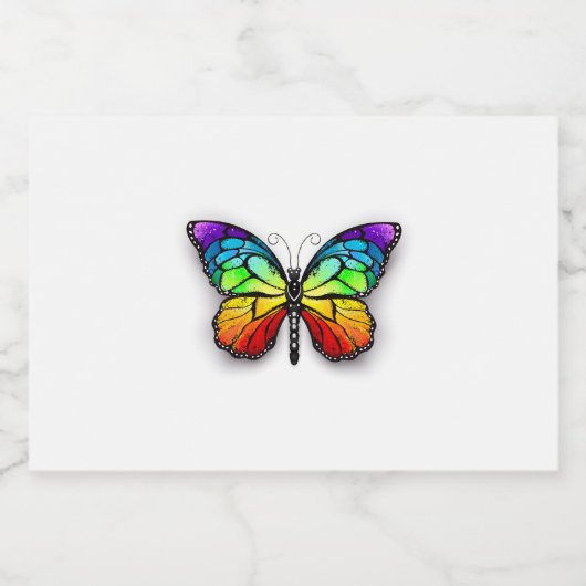 Monarch van regenboogvlinders likeurfles etiket (Enkel label)