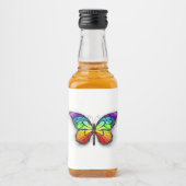Monarch van regenboogvlinders likeurfles etiket (Voorkant)
