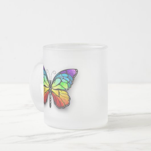 Monarch van regenboogvlinders matglas koffiemok (Voorkant links)