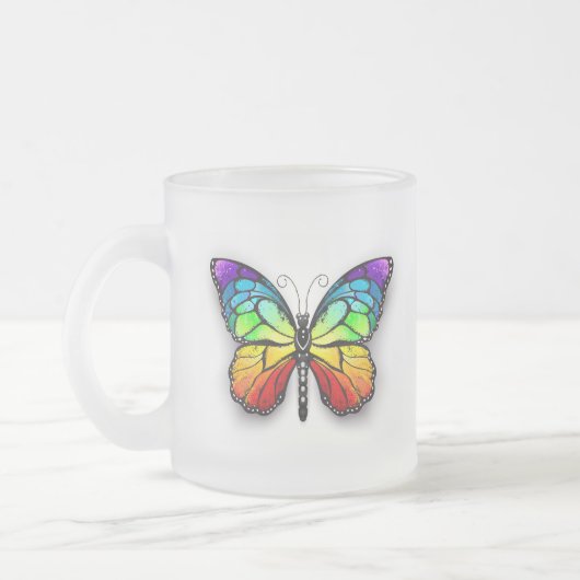 Monarch van regenboogvlinders matglas koffiemok (Links)