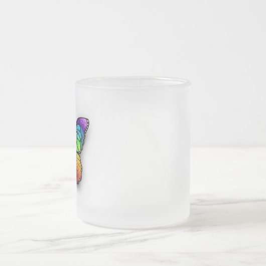 Monarch van regenboogvlinders matglas koffiemok (Center)