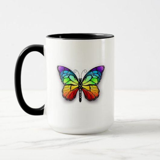 Monarch van regenboogvlinders mok (Links)
