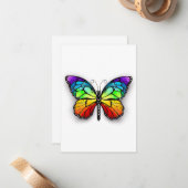 Monarch van regenboogvlinders notitiekaartje (Voorkant / Achterkant in situ)