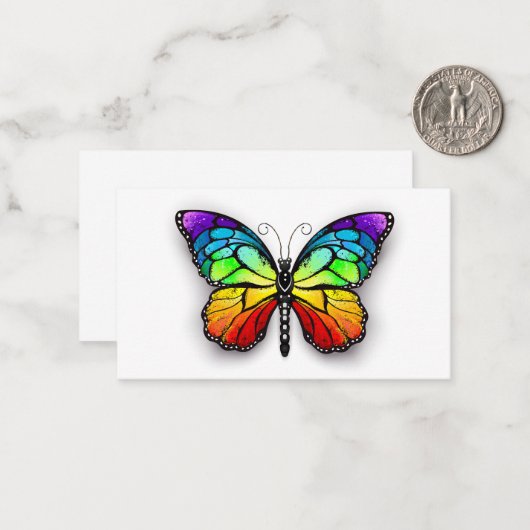 Monarch van regenboogvlinders notitiekaartje (Voorkant / Achterkant in situ)