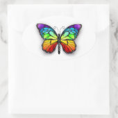 Monarch van regenboogvlinders ovale sticker (Tas)