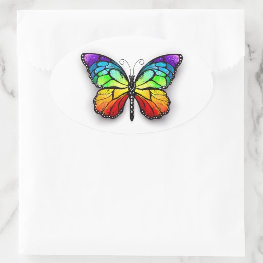 Monarch van regenboogvlinders ovale sticker (Tas)