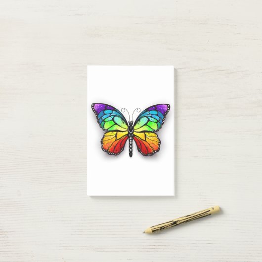 Monarch van regenboogvlinders post-it® notes (Op bureau)