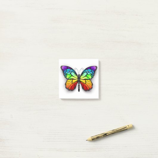 Monarch van regenboogvlinders post-it® notes (Op bureau)