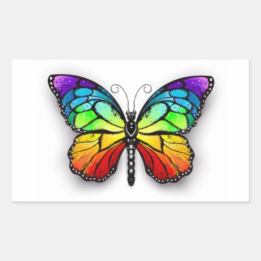 Monarch van regenboogvlinders rechthoekige sticker (Voorkant)