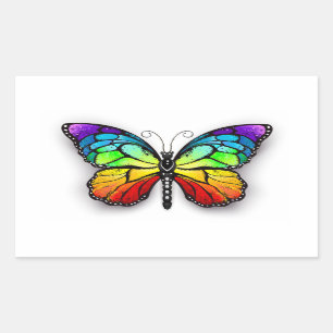 Monarch van regenboogvlinders rechthoekige sticker