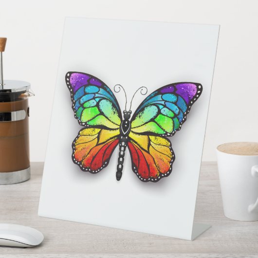 Monarch van regenboogvlinders reclamebord met voetstuk (Insitu)