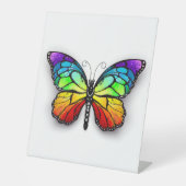 Monarch van regenboogvlinders reclamebord met voetstuk (Voorkant)