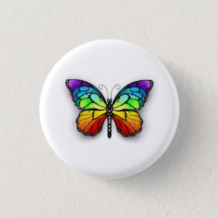 Monarch van regenboogvlinders ronde button 3,2 cm