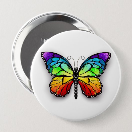 Monarch van regenboogvlinders ronde button 4,0 cm (Voorkant /achterkant)