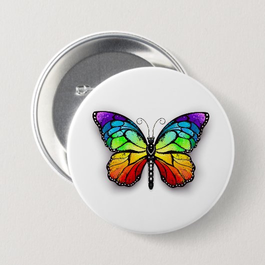 Monarch van regenboogvlinders ronde button 7,6 cm (Voorkant /achterkant)