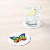 Monarch van regenboogvlinders ronde kartonnen onderzetter (Insitu)