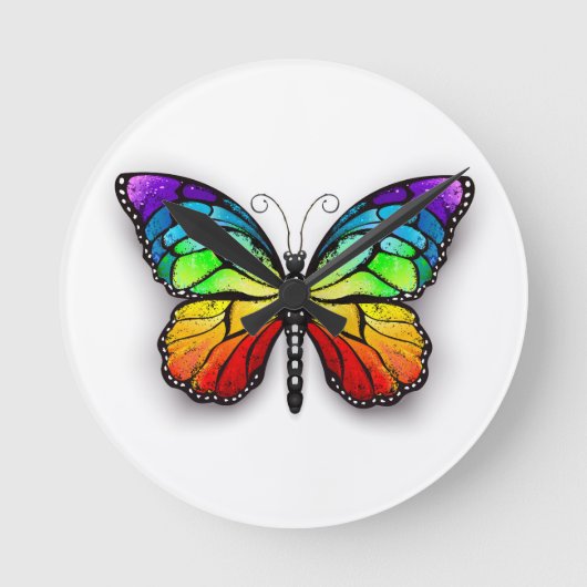 Monarch van regenboogvlinders ronde klok (Voorkant)