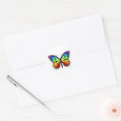 Monarch van regenboogvlinders ronde sticker (Envelop)