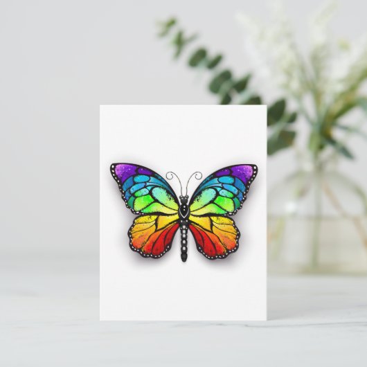 Monarch van regenboogvlinders save the date (Staand voorkant)