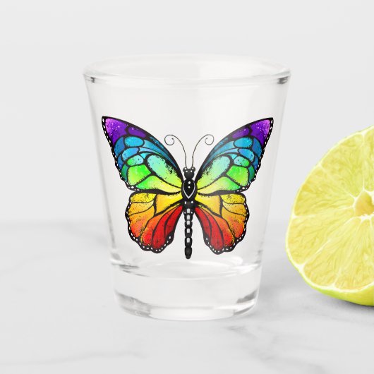 Monarch van regenboogvlinders shot glas (Voorkant)
