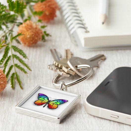 Monarch van regenboogvlinders sleutelhanger (Zijkant)