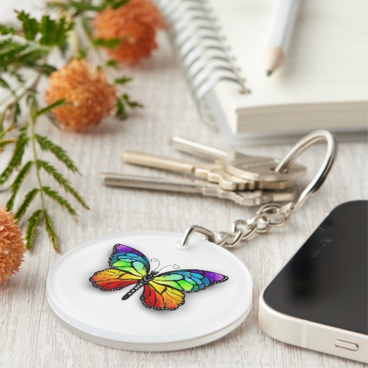 Monarch van regenboogvlinders sleutelhanger (Voorkant Rechts)