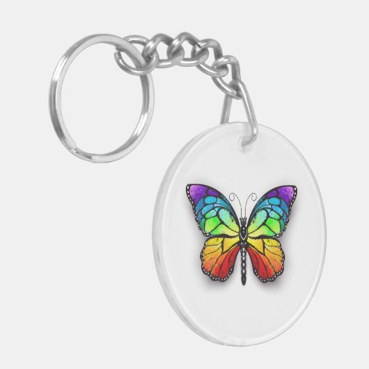 Monarch van regenboogvlinders sleutelhanger (Voorkant Links)