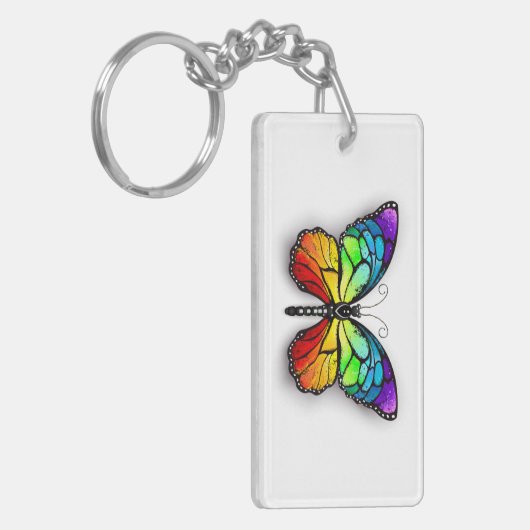 Monarch van regenboogvlinders sleutelhanger (Voorkant Links)
