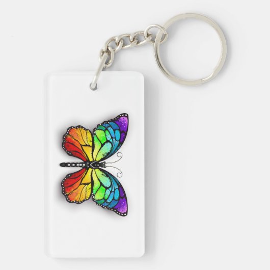 Monarch van regenboogvlinders sleutelhanger (achterkant)