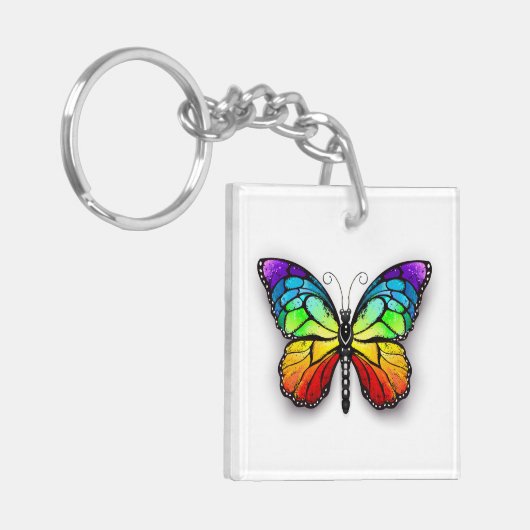 Monarch van regenboogvlinders sleutelhanger (Voorkant Links)
