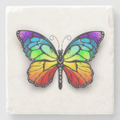Monarch van regenboogvlinders stenen onderzetter (Voorkant)