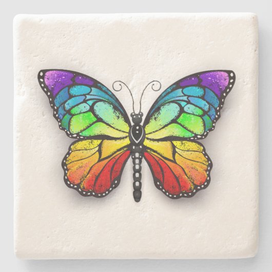 Monarch van regenboogvlinders stenen onderzetter (Voorkant)