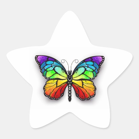 Monarch van regenboogvlinders ster sticker (Voorkant)