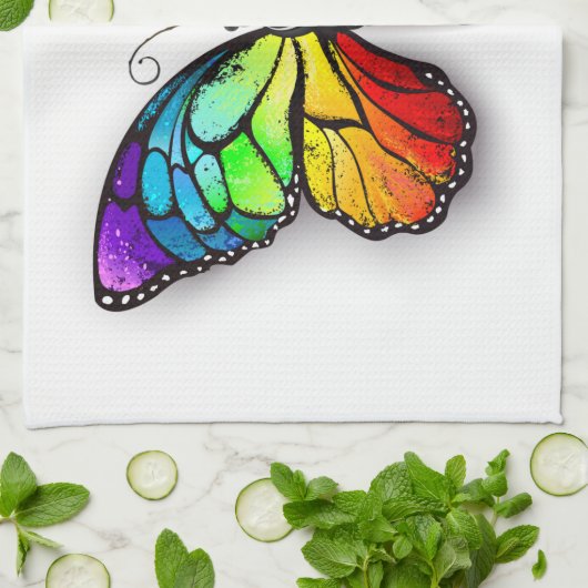 Monarch van regenboogvlinders theedoek (Gevouwen)