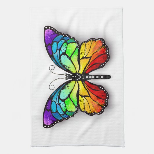 Monarch van regenboogvlinders theedoek (Verticaal)