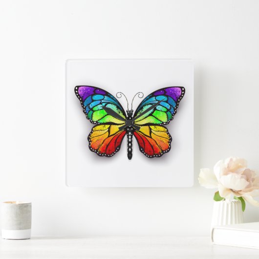 Monarch van regenboogvlinders vierkante klok (Huis)