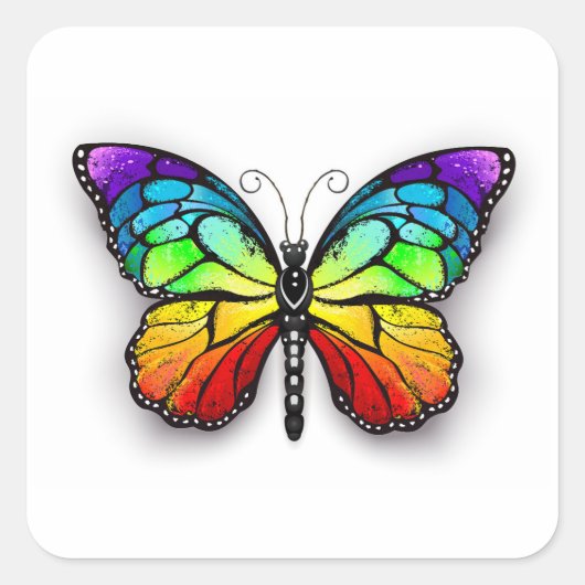 Monarch van regenboogvlinders vierkante sticker (Voorkant)