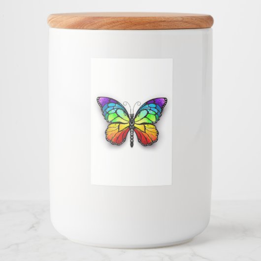 Monarch van regenboogvlinders voedselcontainer etiket (Voorkant)