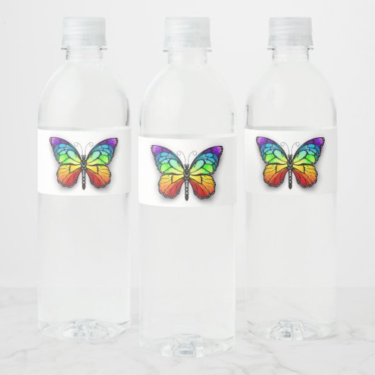 Monarch van regenboogvlinders waterfles etiket (Flessen)